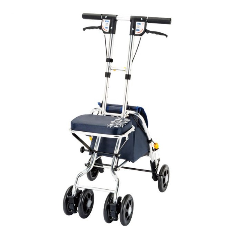 Pull Cart Fold - Faltbarer Rollator mit Sitz, Zugstangen-Bremsdesign, Leichtgewichtiger