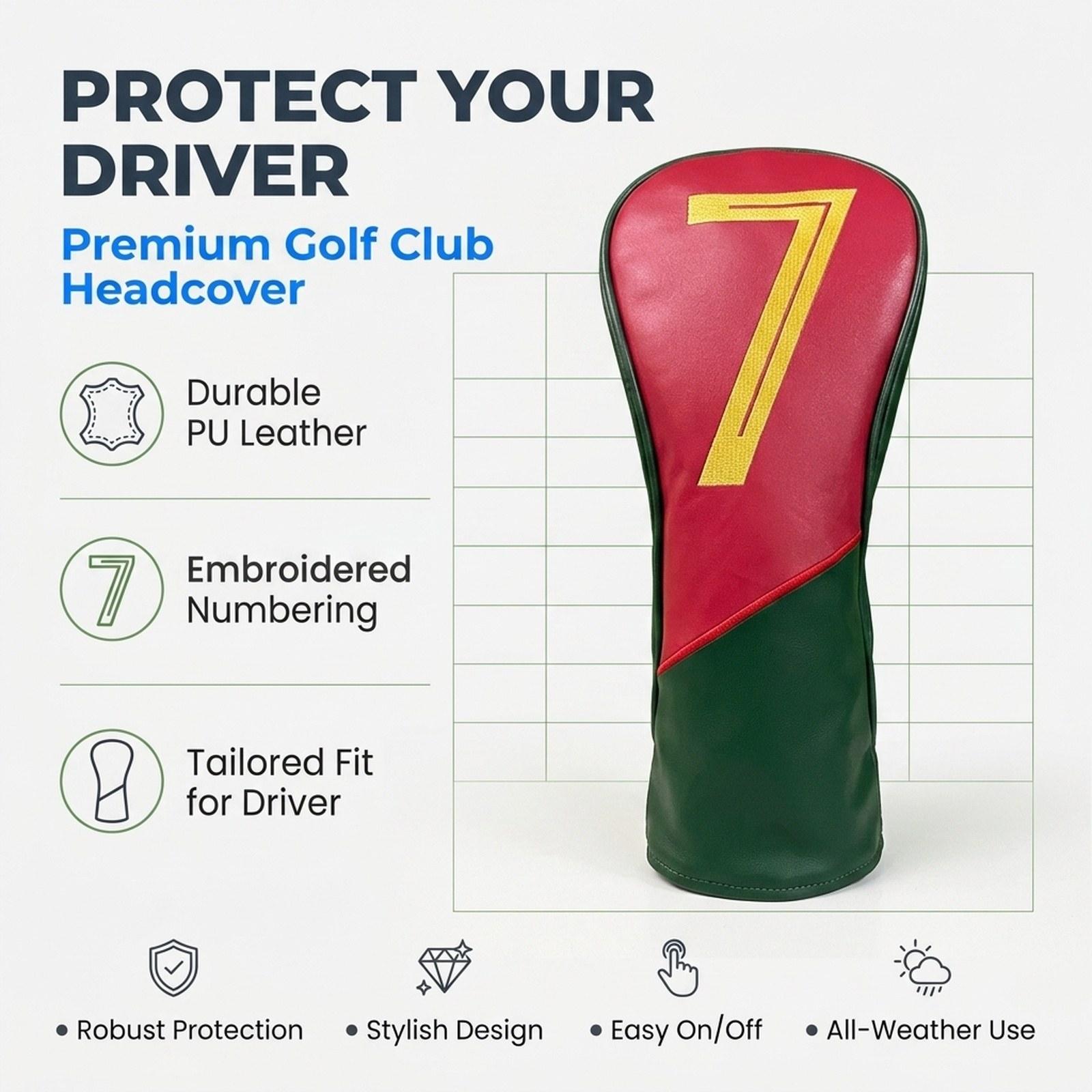 Golf Equipment Gifts - Wasserdichter PU-Schlägerkopfschutz mit Weichem Samtinneren für