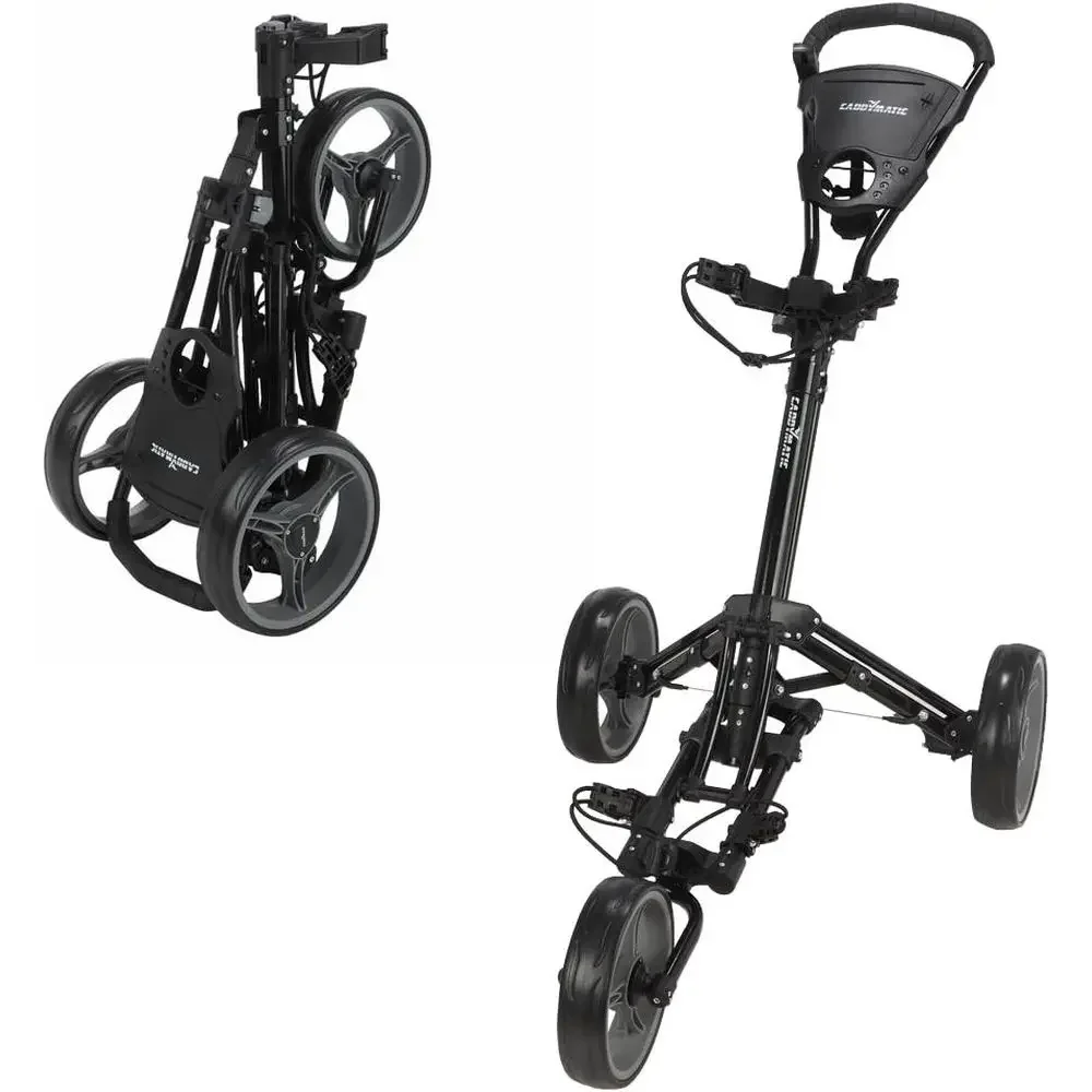 Pull Cart Fold - Leichter Einhand-Klappbarer Push/Pull Golfwagen - Schwarz