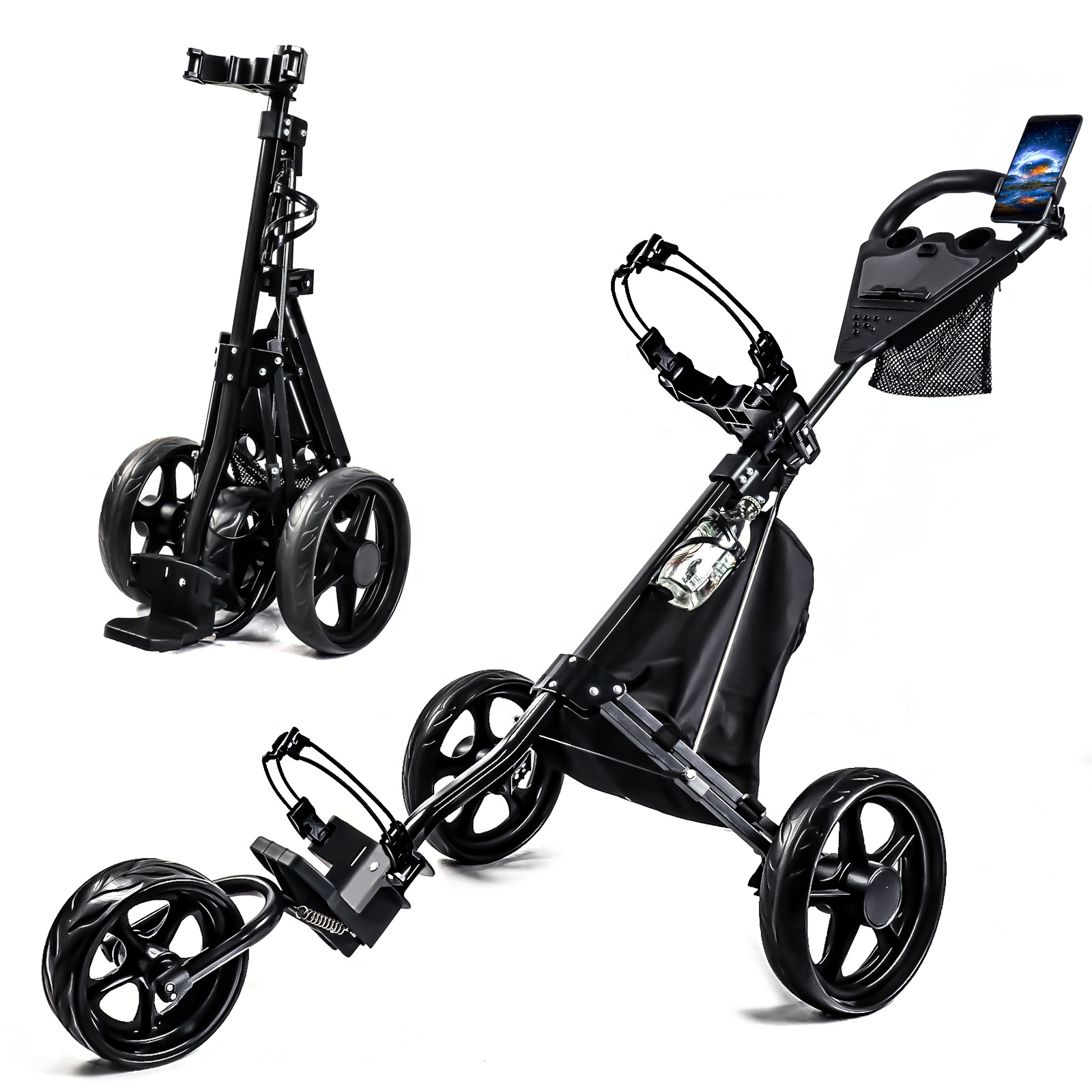 Pull Cart Fold - Leichter Aluminium-Legierung Klappbarer Golfwagen mit 3