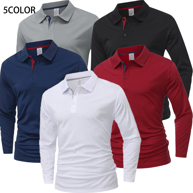 Golf Equipment Brands - Herren Langarm-Poloshirt Schnelltrocknend Atmungsaktives Sport-T-Shirt Lässige