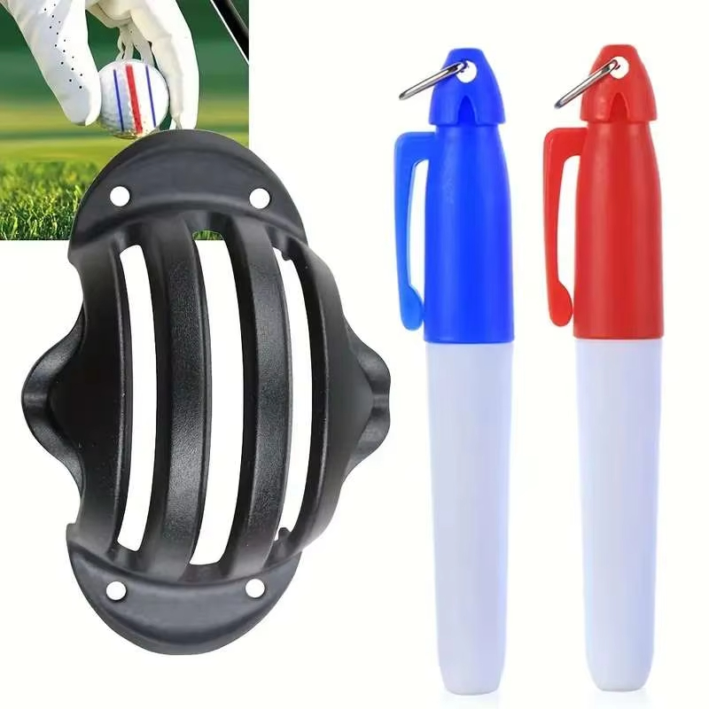 Golf Ball Premium - Golfball-Liner, dreifache Linie mit 2 Markierungsstiften,